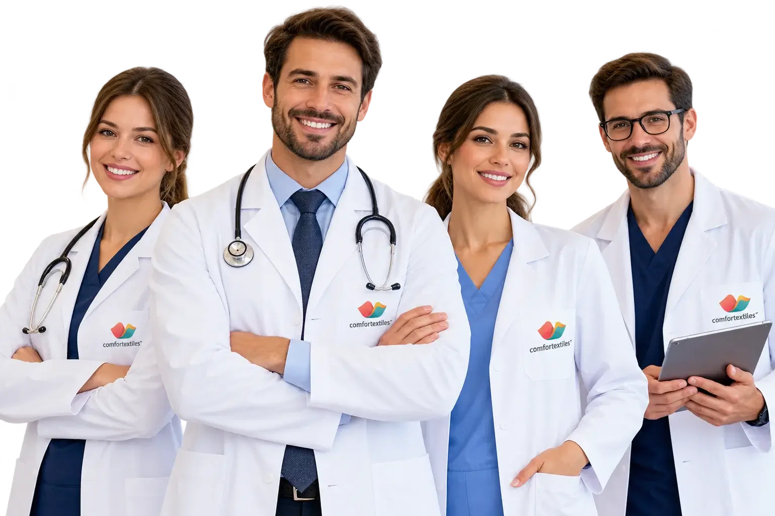 Healthcare team in professional uniforms