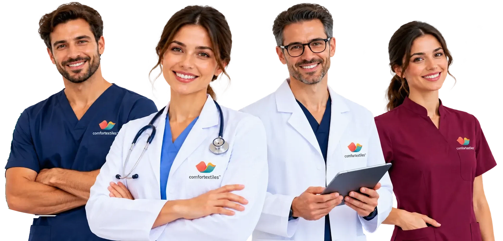 Healthcare team in professional uniforms